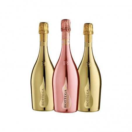 BOX DECOUVERTE PROSECCO BOTTEGA 2*75CL GOLD + 1*75CL GOLD ROSE