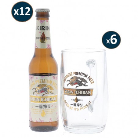 BOX KIRIN 12 BOUTEILLES 33CL + 6 CHOPES 50CL